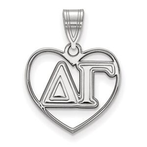 Sterling Silver Delta Gamma Heart Greek Letters Pendant